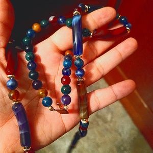 Glass infinity beads with gold clasp * long